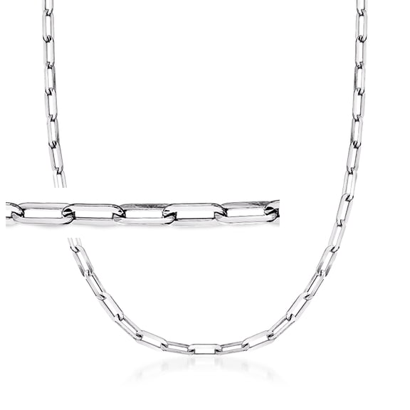 Ross-Simons Italian Polished Sterling Silver Paper Clip Link Necklace, Women's, Adult
