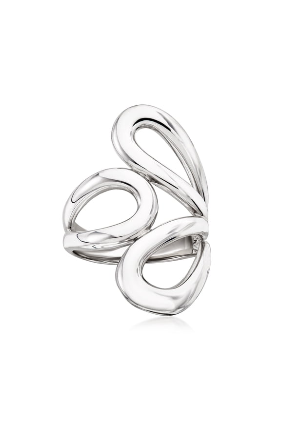 Italian Sterling Silver Abstract Floral Ring, Women's, Adult
