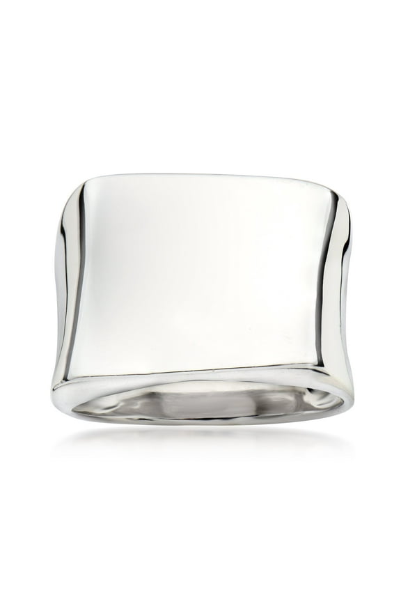 Italian Sterling Silver Asymmetrical Square-Top Ring, Women's, Adult