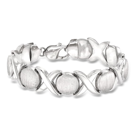 Ross-Simons Italian Sterling Silver Brushed and Polished Xo Link Bracelet, Women's, Adult