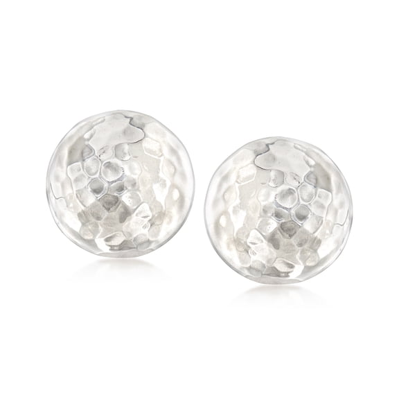 Ross-Simons Italian Sterling Silver Hammered Dome Clip-On Earrings, Women's, Adult