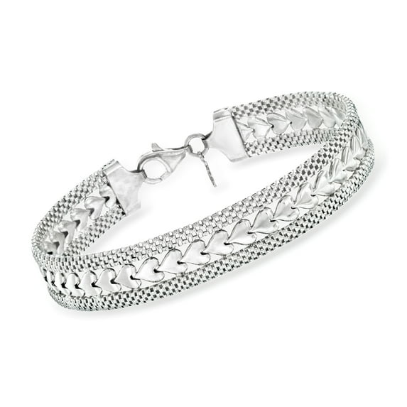 Ross-Simons Italian Sterling Silver Heart-Motif Bracelet, Women's, Adult