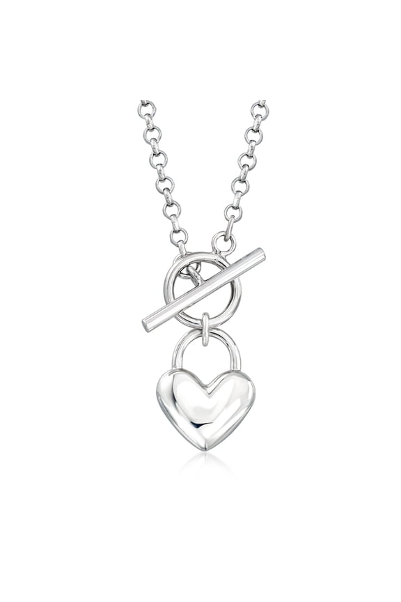 Italian Sterling Silver Heart Toggle Necklace, Women's, Adult