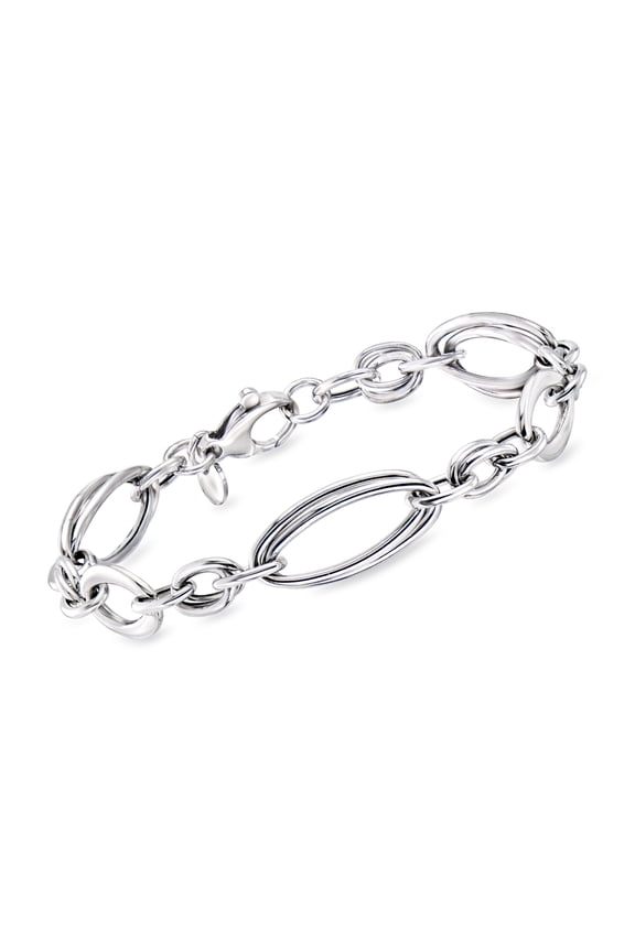 Italian Sterling Silver Interlocking Oval-Link Bracelet, Women's, Adult