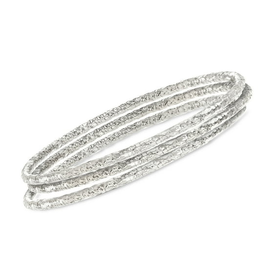 Ross-Simons Italian Sterling Silver Jewelry Set: 3 Hammered Bangle Bracelets, Women's, Adult