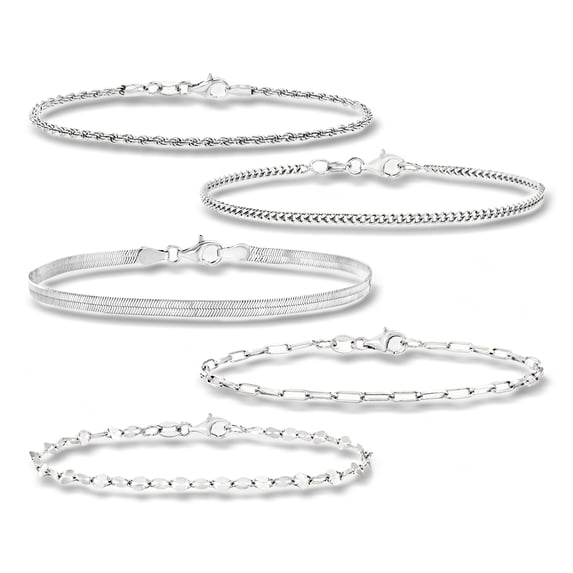 Ross-Simons Italian Sterling Silver Jewelry Set: 5 Chain Bracelets, Women's, Adult