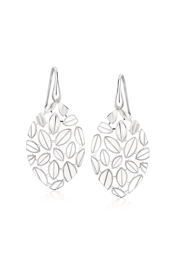 Italian Sterling Silver Leaf Drop Earrings, Women's, Adult