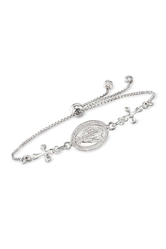 Italian Sterling Silver Miraculous Medal Bolo Bracelet, Women's, Adult
