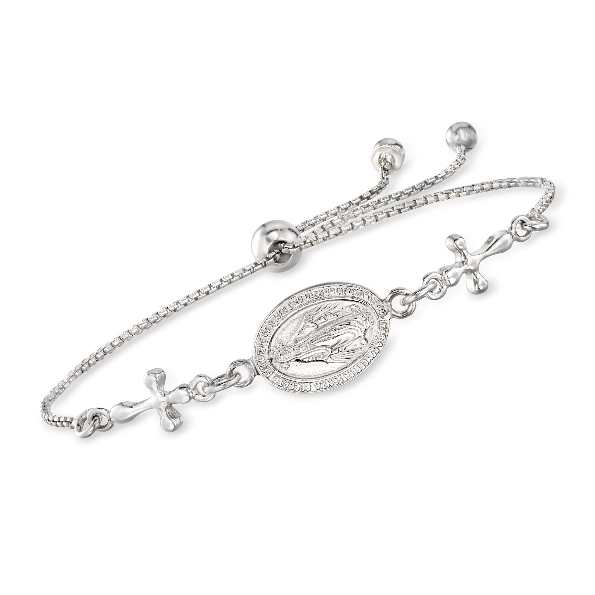 Ross-Simons Italian Sterling Silver Miraculous Medal Bolo Bracelet, Women's, Adult