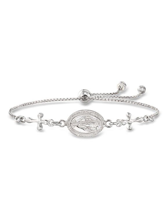 Italian Sterling Silver Miraculous Medal Bolo Bracelet, Women's, Adult