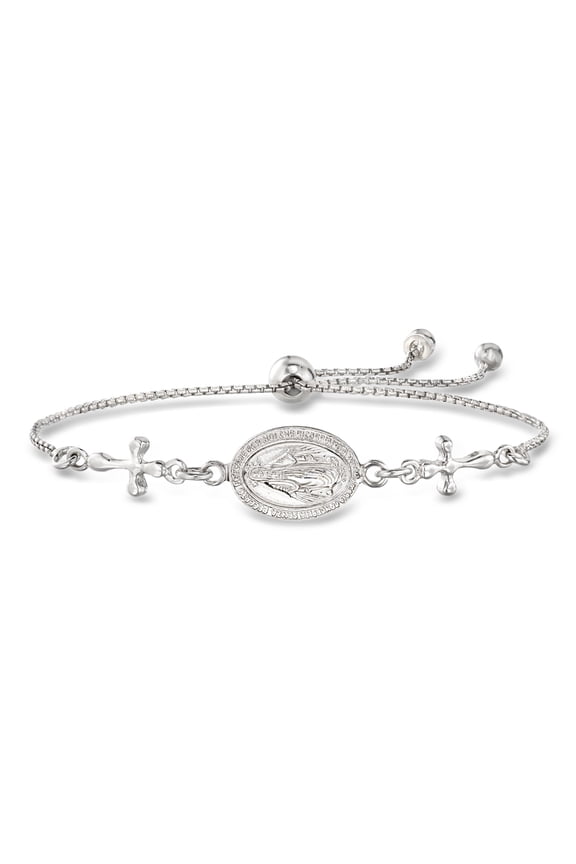 Italian Sterling Silver Miraculous Medal Bolo Bracelet, Women's, Adult