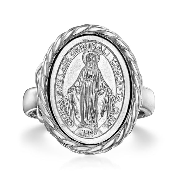 Ross-Simons Italian Sterling Silver Miraculous Medal Oval Ring, Women's, Adult