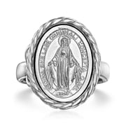 Ross-Simons Italian Sterling Silver Miraculous Medal Oval Ring, Womens, Adult