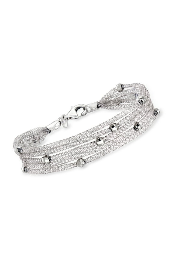 Italian Sterling Silver Multi-Strand Mesh Bracelet, Women's, Adult