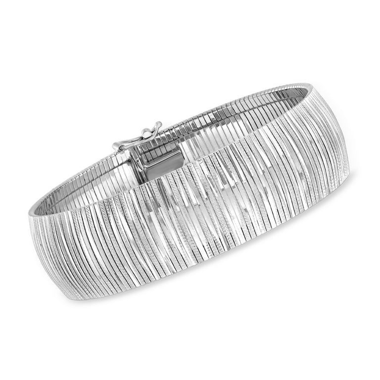 Ross Simons Italian Sterling Silver Omega Style Bracelet Women s Adult Size 8 White