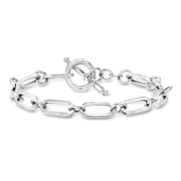 Ross-Simons Italian Sterling Silver Paper Clip Link Toggle Bracelet, Women's, Adult