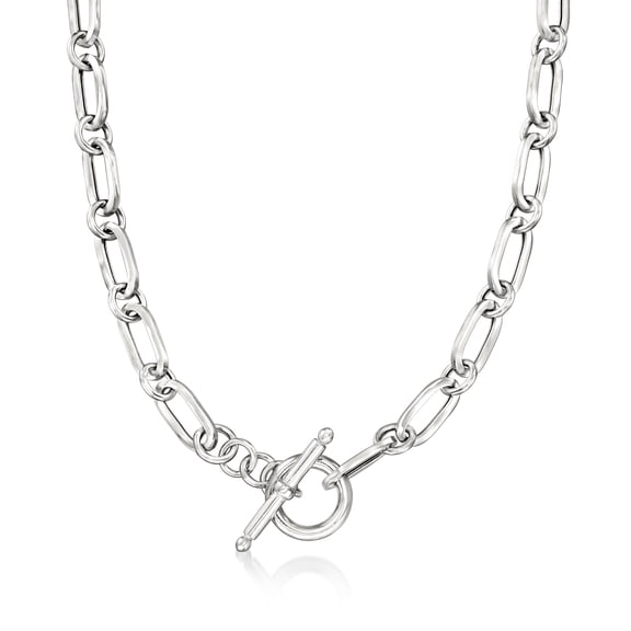 Ross-Simons Italian Sterling Silver Paper Clip Link Toggle Necklace, Women's, Adult