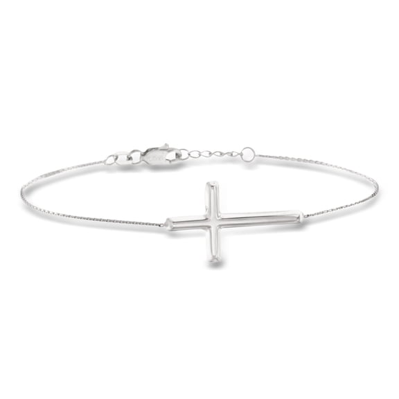 Ross-Simons Italian Sterling Silver Sideways Cross Bracelet, Women's, Adult