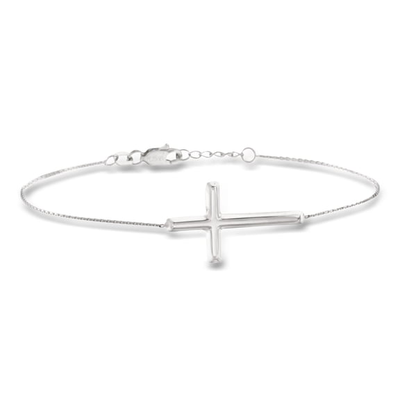Ross-Simons Italian Sterling Silver Sideways Cross Bracelet, Women's, Adult