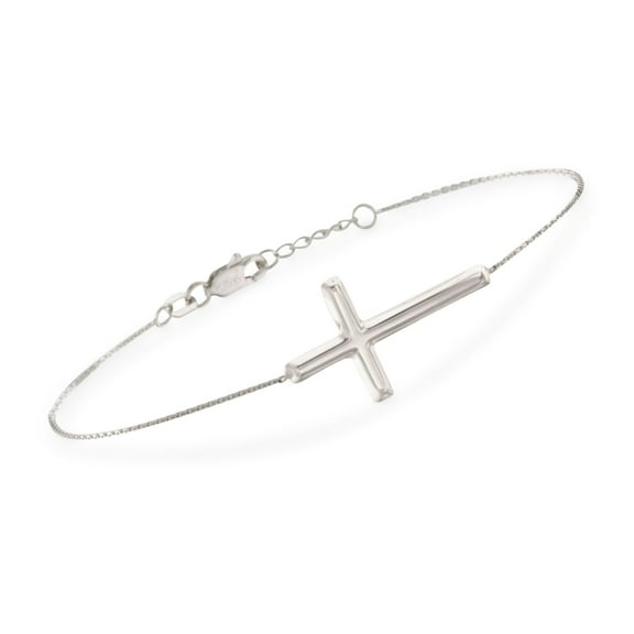 Ross-Simons Italian Sterling Silver Sideways Cross Bracelet, Women's, Adult