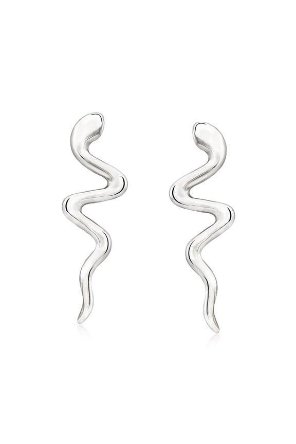 Italian Sterling Silver Snake Drop Earrings, Women's, Adult