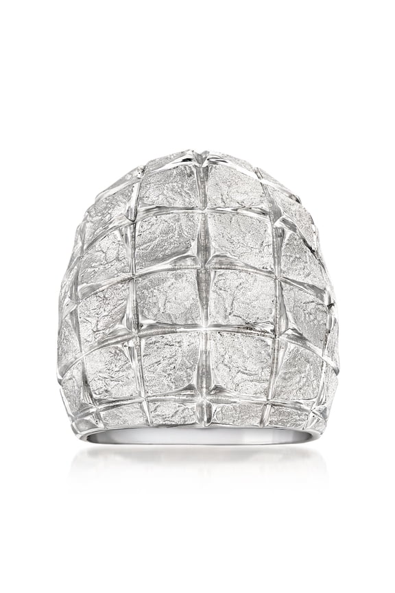 Italian Sterling Silver Square-Pattern Ring, Women's, Adult