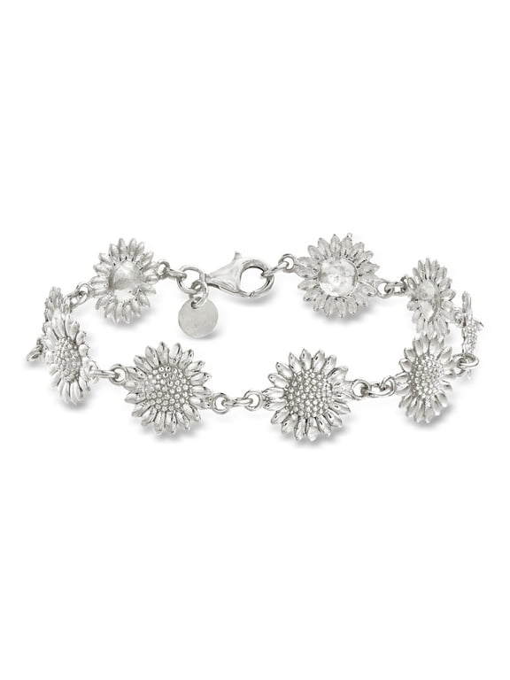 Italian Sterling Silver Sunflower Bracelet, Women's, Adult