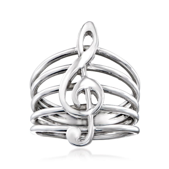 Ross-Simons Italian Sterling Silver Treble Clef Ring, Women's, Adult