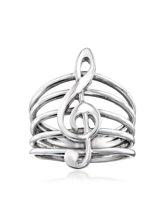 Italian Sterling Silver Treble Clef Ring, Women's, Adult