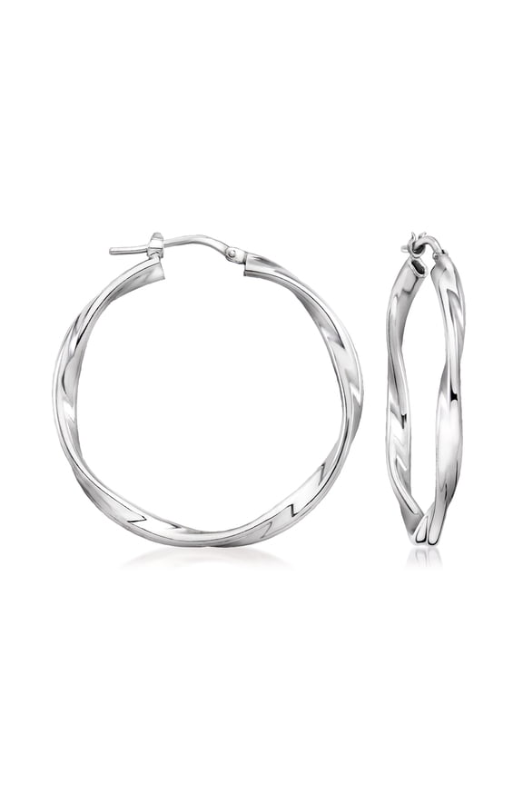 Italian Sterling Silver Twisted Hoop Earrings, Women's, Adult