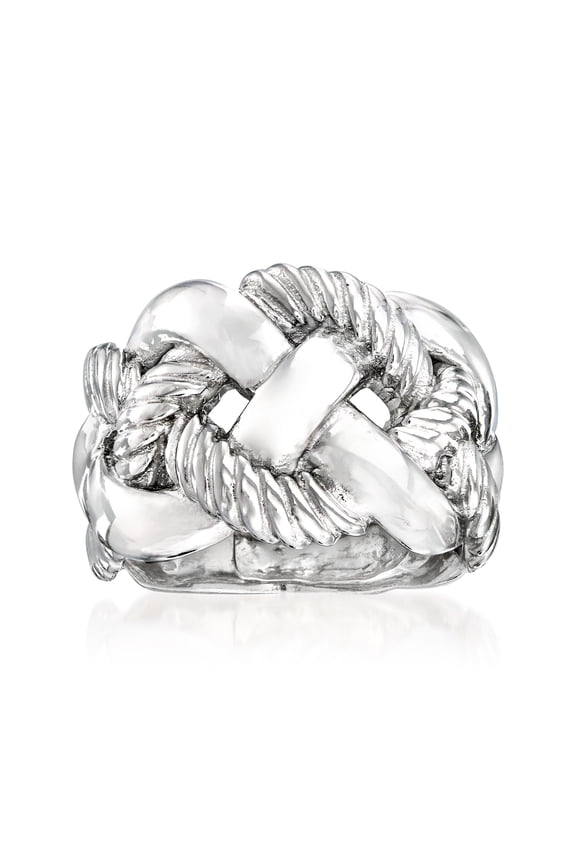Italian Sterling Silver Wide Braided Ring, Women's, Adult