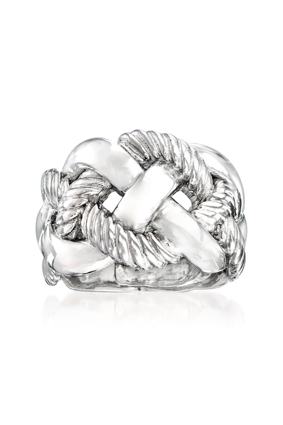 Italian Sterling Silver Wide Braided Ring, Women's, Adult