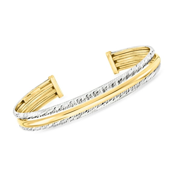 Ross-Simons Italian Sterling Silver and 18kt Gold Over Sterling Cuff Bracelet, Women's, Adult