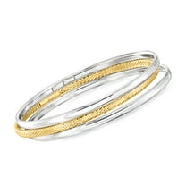 Ross-Simons Italian Sterling Silver and 18kt Gold Over Sterling Jewelry Set: 3 Bangle Bracelets, Women's, Adult