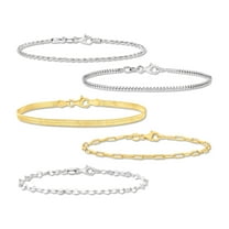 Ross-Simons Italian Sterling Silver and 18kt Gold Over Sterling Jewelry Set: 5 Chain Bracelets, Women's, Adult