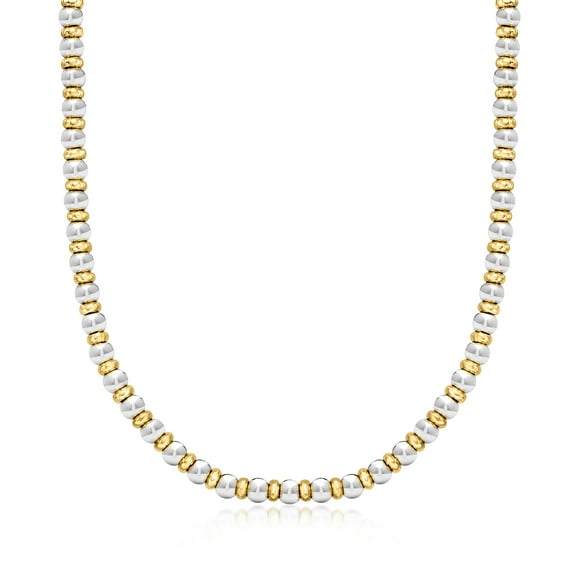 Ross-Simons Italian Sterling Silver and 22kt Gold Over Sterling Bead Necklace, Women's, Adult