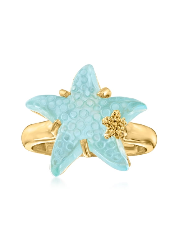 Italian Tagliamonte 16mm Blue Venetian Glass Starfish Ring in 18kt Gold Over Sterling, Women's, Adult