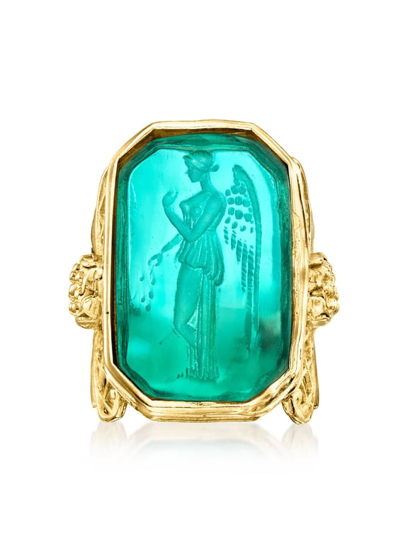 Italian Tagliamonte Blue Venetian Glass Angel Ring in 18kt Gold Over Sterling, Women's, Adult