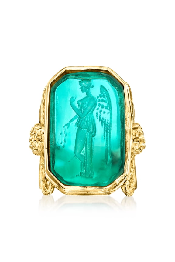 Italian Tagliamonte Blue Venetian Glass Angel Ring in 18kt Gold Over Sterling, Women's, Adult