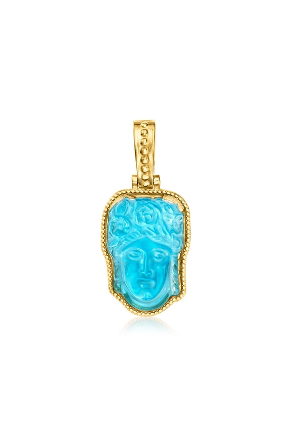 Italian Tagliamonte Blue Venetian Glass Flora Enhancer Pendant in 18kt Gold Over Sterling, Women's, Adult