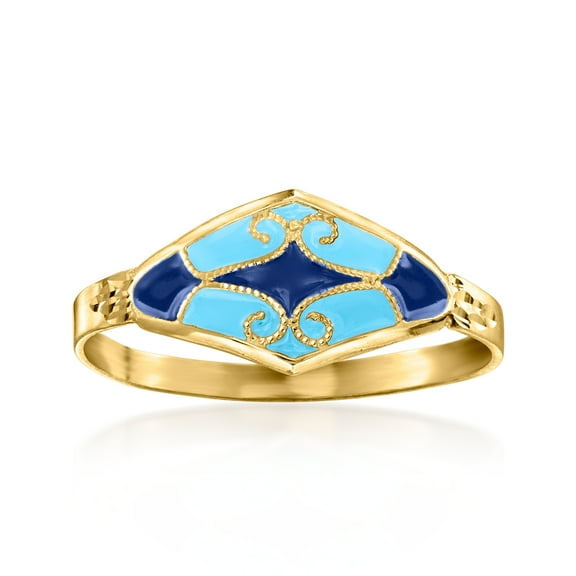 Ross-Simons Italian Tonal Blue Enamel Ring in 14kt Yellow Gold, Women's, Adult