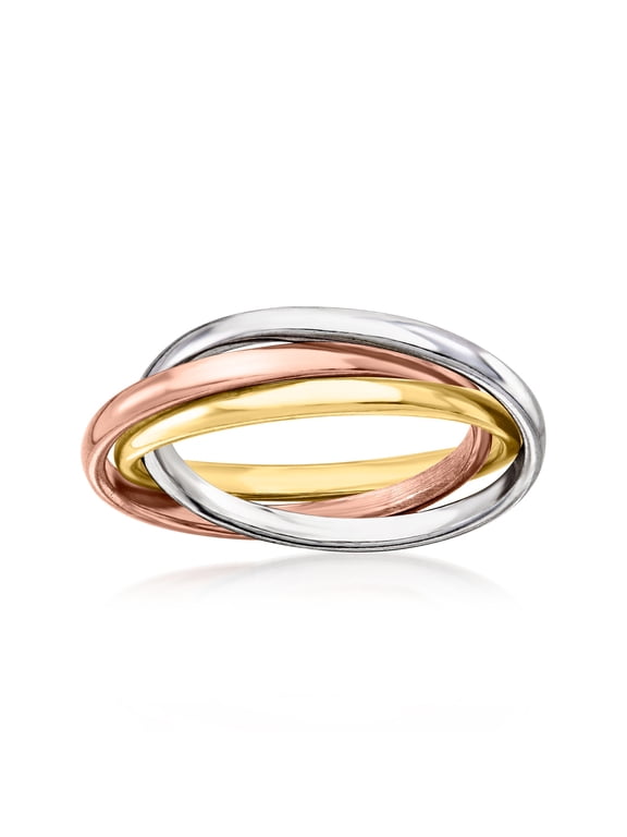 Italian Tri-Colored Sterling Silver Rolling Ring, Women's, Adult