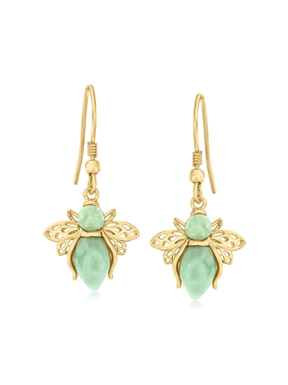 Jade Bumblebee Drop Earrings in 18kt Gold Over Sterling, Women's, Adult