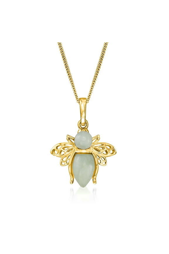 Jade Bumblebee Pendant Necklace in 18kt Gold Over Sterling, Women's, Adult