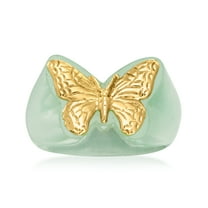 Ross-Simons Jade Butterfly Ring in 14kt Yellow Gold, Women's, Adult