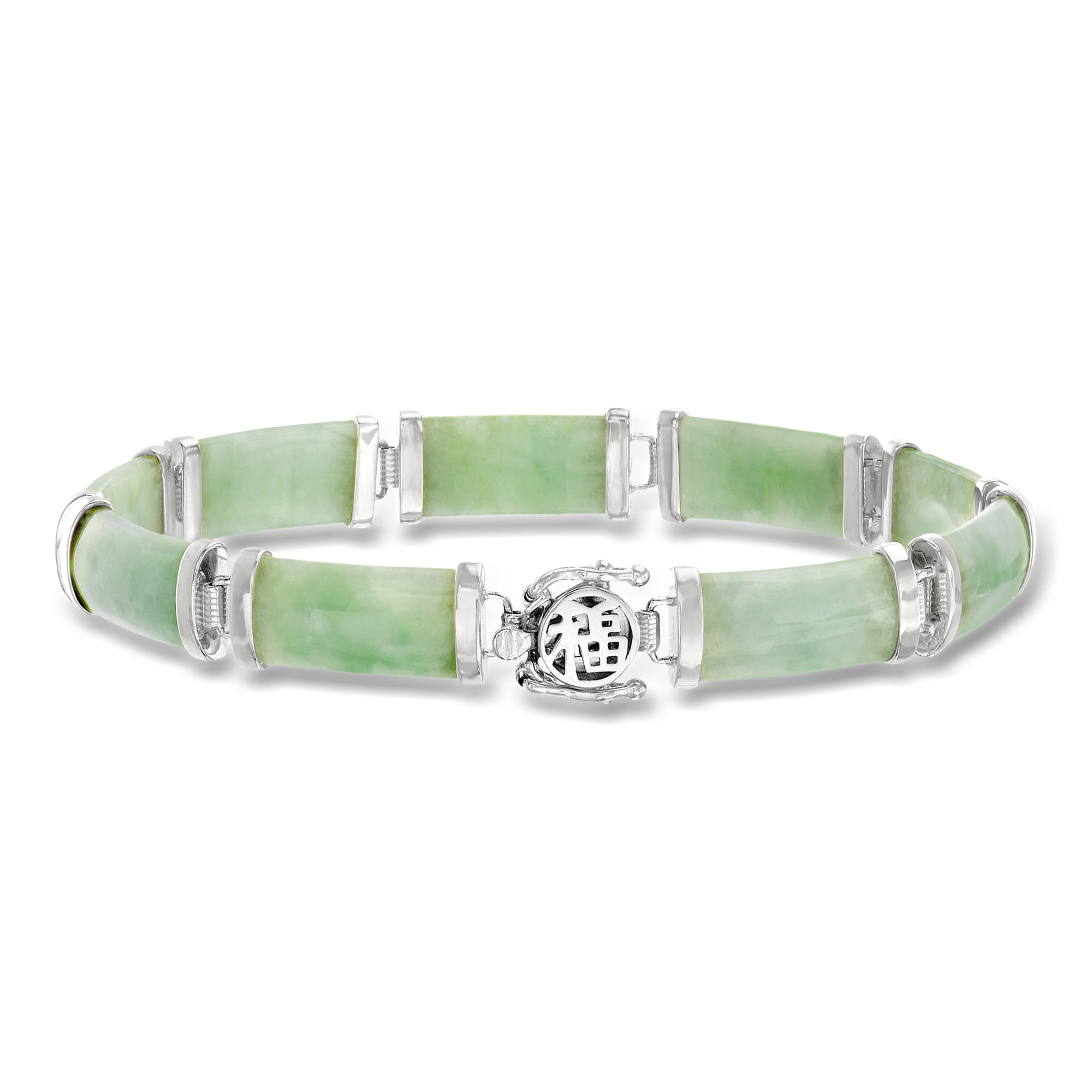 Ross-Simons Jade "Good Fortune" Bracelet in Sterling Silver, Women's, Adult