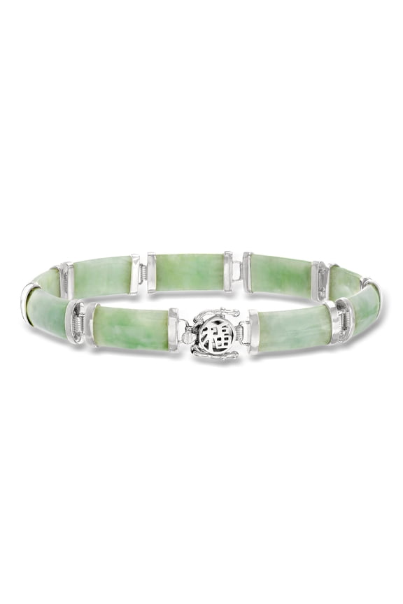 Jade "Good Fortune" Bracelet in Sterling Silver, Women's, Adult