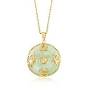 Ross-Simons Jade "Good Fortune" Butterfly Pendant Necklace in 18kt Gold Over Sterling, Women's, Adult