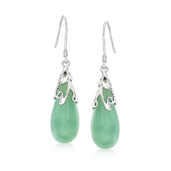 Ross-Simons Jade Teardrop Earrings in Sterling Silver, Women's, Adult