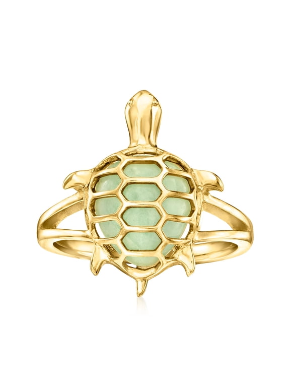 Jade Turtle Ring in 18kt Gold Over Sterling, Women's, Adult